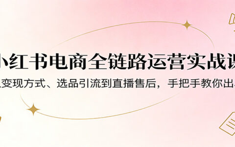 小红书电商全链路运营实战课：变现策略、选品引流与直播售后实操指南
