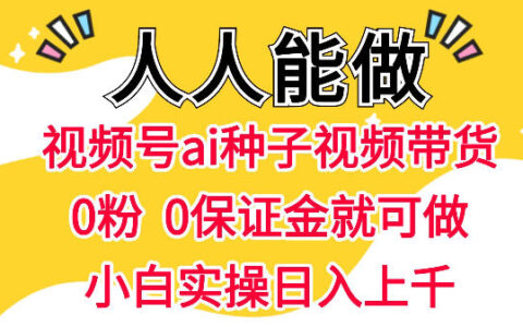 视频号AI种子带货项目：0粉0保证金实操起步，人人可学的变现方法