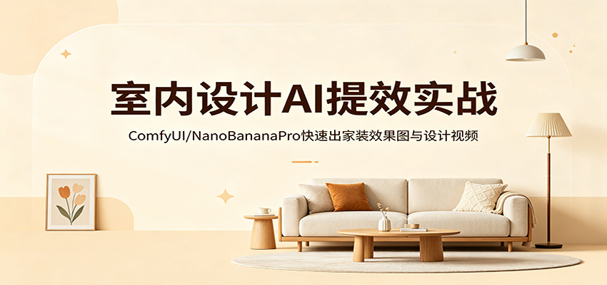 室内设计AI提效实战：ComfyUI/NanoBananaPro高效生成家装效果图与设计视频变现攻略