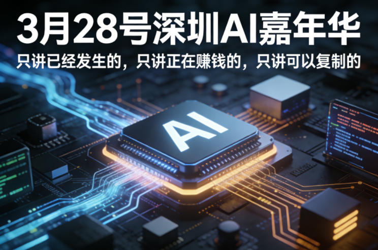 3月28号深圳AI嘉年华：真实案例拆解 | 变现方法实战 | 可复制策略指南