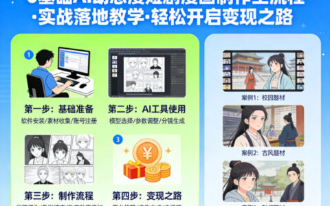 0基础AI动态漫短剧漫画制作全流程，实战落地教学，变现策略实操指南
