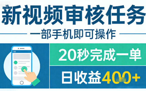 2025手机操作视频审核项目：20秒一单，实测日收益策略