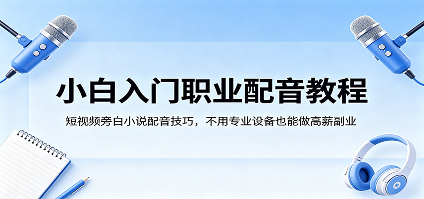 小白副业配音入门指南：零基础实战短视频旁白小说技巧，无设备门槛开启变现之路