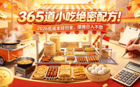 365道小吃配方实战指南：2026低成本创业项目，摆摊增收策略