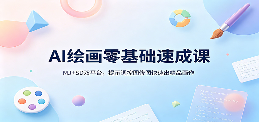AI绘画零基础实战课：MJ+SD双平台，提示词控图修图变现指南