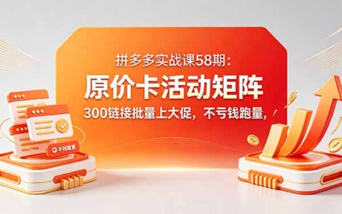 拼多多实战课58期：原价卡活动矩阵策略，300步骤链接批量上大促盈利实操
