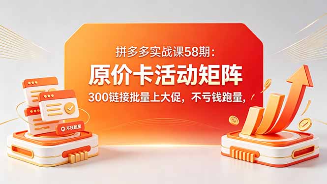 拼多多实战课58期：原价卡活动矩阵策略，300步骤链接批量上大促盈利实操