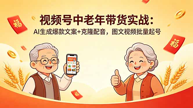 视频号中老年带货实战:AI高效文案+智能配音,图文视频批量策略 视频号中老年带货实战:AI高效文案+智能配音,图文视频批量策略