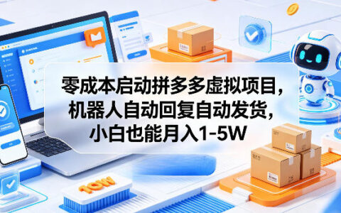 低成本启动拼多多虚拟项目，机器人自动回复自动发货，小白也能变现实战指南