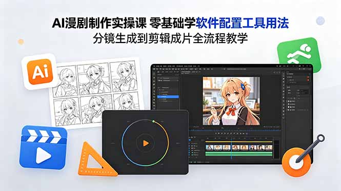 AI漫剧实操课：零基础学连一画布即梦豆包，分镜生成到剪辑成片