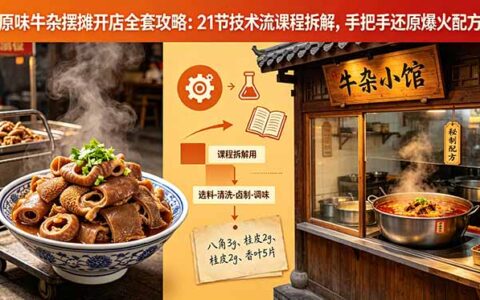 原味牛杂摆摊开店全套教程：21节技术课详解汤底酱料与出摊流程
