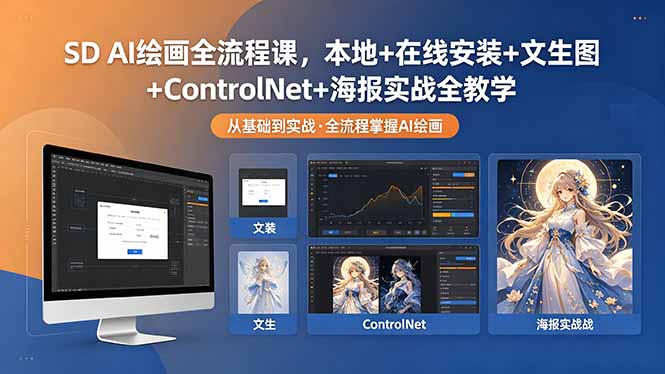 Stable Diffusion AI绘画变现实战教程：本地+在线安装+文生图+ControlNet+海报全流