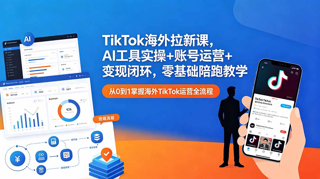 TikTok海外获客课：AI工具实操+账号运营+变现闭环（零基础入门教程）