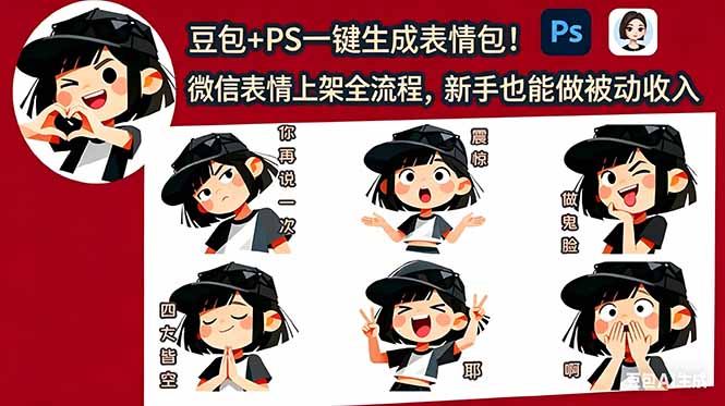 豆包+PS一键生成表情包实战攻略：微信表情上架全流程，新手被动收入方法