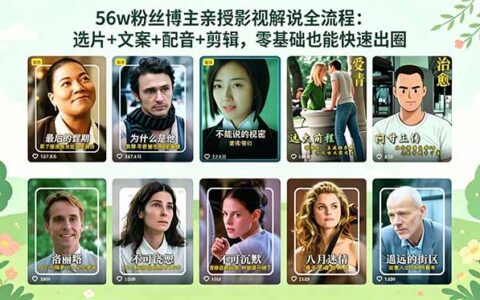 56万粉丝博主亲授影视解说全流程：选片+爆款文案+情绪配音+剪辑技巧，零基础抖音变现快速出圈