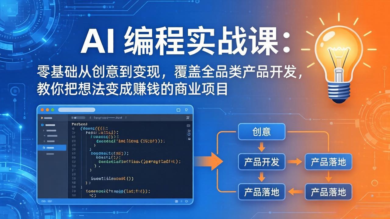 AI编程实战课-第三期-5月9更新：零基础从创意到变现，覆盖全品类产品开发，把想法变成实操变现项目