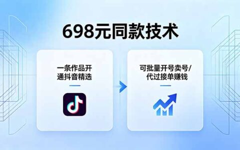 698元抖音精选开通攻略：单条作品实战变现，批量账号管理及代接单盈利方法