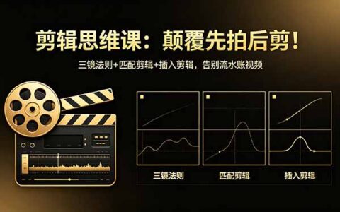 剪辑思维实战课：三镜法则+匹配剪辑+插入剪辑优化，告别流水账视频，提升变现潜力