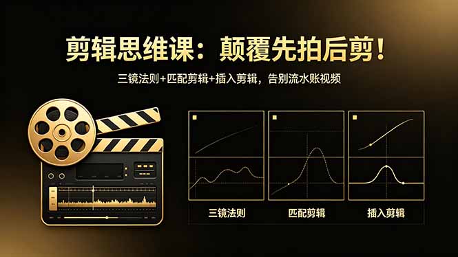 剪辑思维实战课：三镜法则+匹配剪辑+插入剪辑优化，告别流水账视频，提升变现潜力