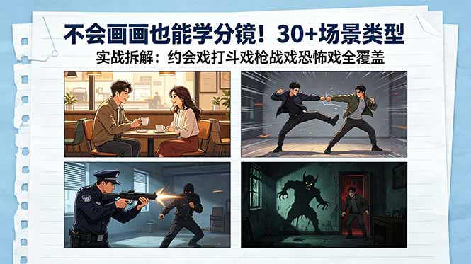 不会画画也能学分镜教程：30+场景实战拆解，ToonBoom/剪映软件应用，影视动画游戏全覆盖