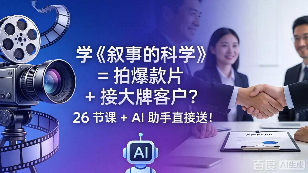 学习《叙事的科学》策略：打造热门视频+吸引品牌合作，26节课与AI助手附赠