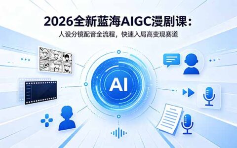 2026蓝海AIGC漫剧课：人设分镜配音全流程，零基础快速变现
