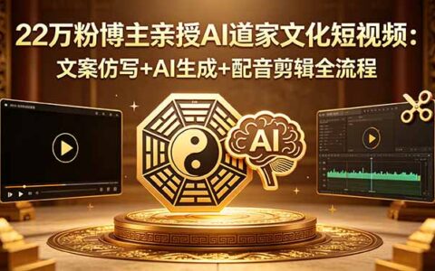 22万粉博主亲授AI道家文化短视频教程：文案仿写+AI生成+配音剪辑+提示词工具，零基础新手快速变现