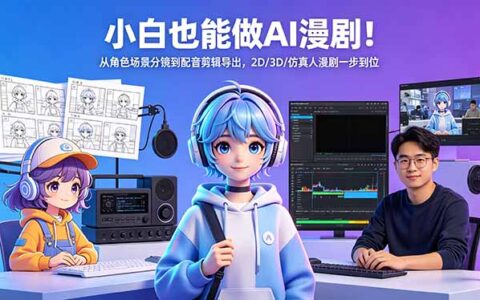 新手也能掌握的AI漫剧变现教程：从角色场景分镜到配音剪辑导出，2D/3D/仿真人漫剧一步到位