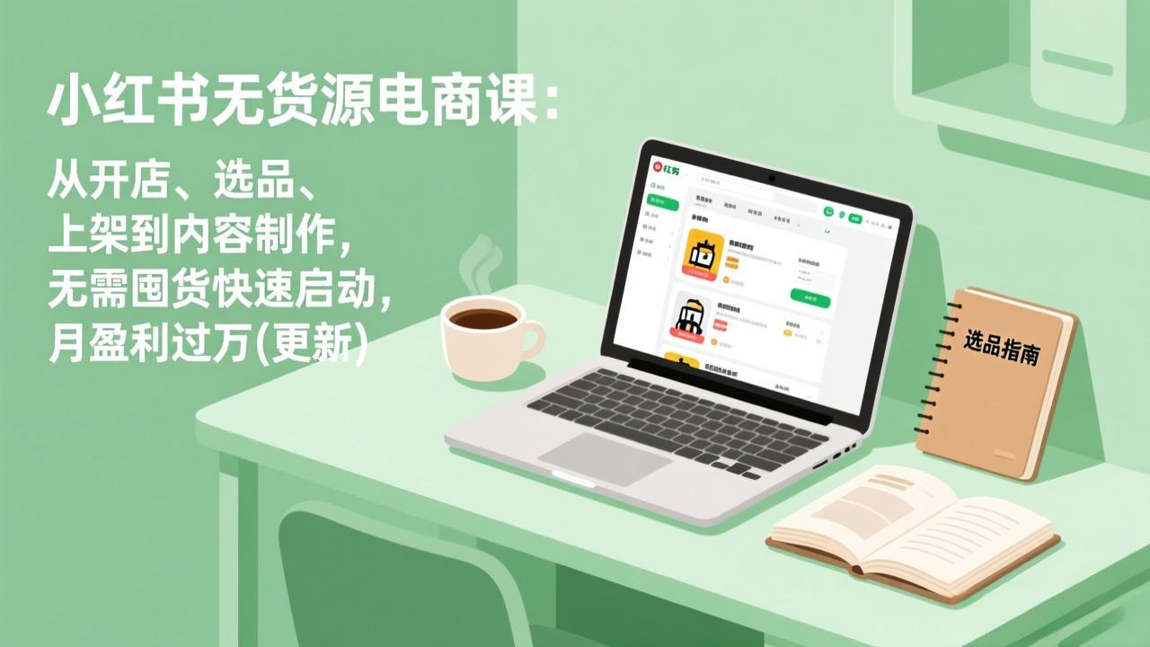 小红书无货源电商课(5月12更新)：从开店选品到内容制作全攻略，无需囤货快速启动变现实操