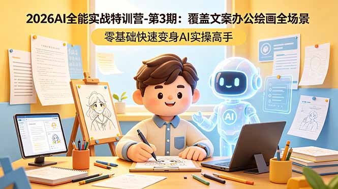 2026AI全能实战特训营-第3期：ChatGPT+AI绘画教程 零基础快速掌握办公文案视频创作