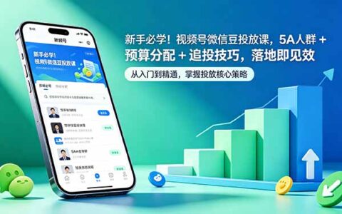 新手必学！视频号微信豆投放实战课：5A人群定位+预算分配+追投技巧，高效变现策略