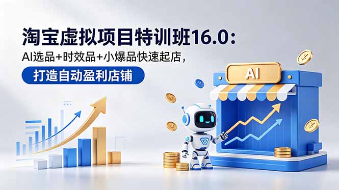 淘宝虚拟项目特训班16.0:AI选品+时效品快速起店,新手兼职变现过万 淘宝虚拟项目特训班16.0:AI选品+时效品快速起店,新手兼职变现过万