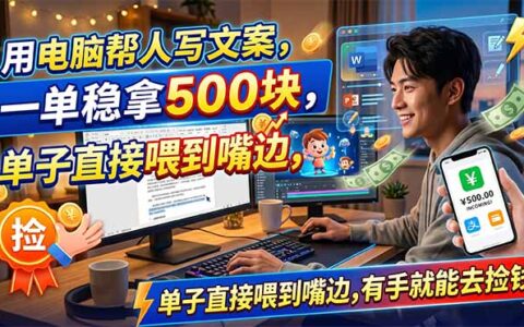 用电脑AI代写文案变现2W+，低成本接单渠道免费送