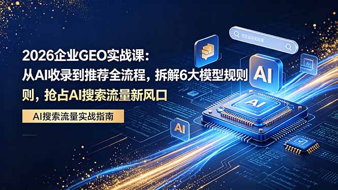 2026 企业GEO实战指南：从AI收录到推荐全流程拆解，6大模型规则实操，把握 AI 搜索流量新风口