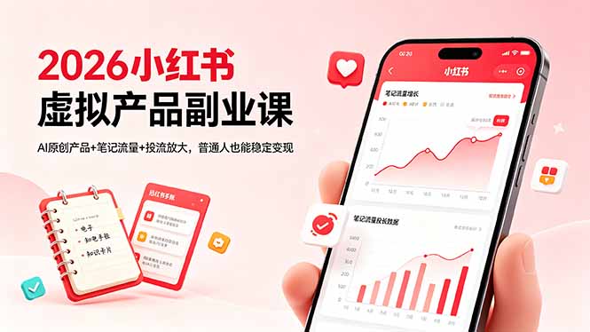 2026小红书虚拟产品变现策略：AI原创产品+笔记流量+投流放大实操，普通人也能被动收入指南