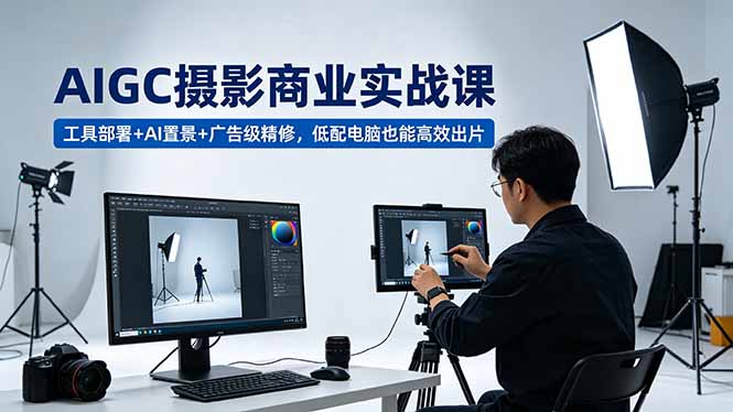 AIGC 摄影变现实战教程：工具部署+AI置景+广告级精修，低配电脑高效出片指南