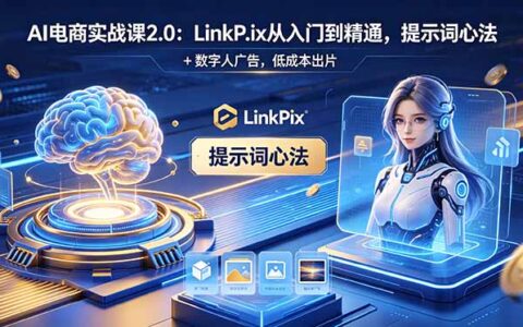 AI电商实战课2.0｜LinkPix提示词心法+数字人广告，低成本出片