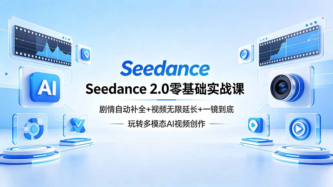 Seedance 2.0零基础实战课：剧情自动生成+视频时长扩展+一镜到底：多模态AI视频创作变现攻略