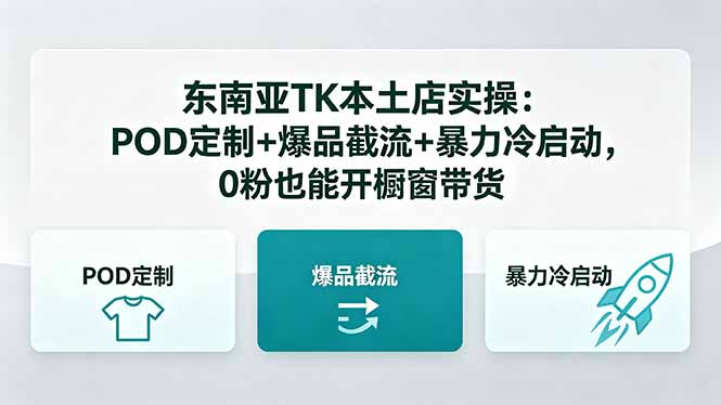 东南亚TK本土店实操：POD定制+爆款选品+快速冷启动，0粉开橱窗变现指南