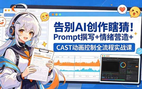 告别AI创作瞎猜！Prompt撰写+情绪营造+CAST动画控制全流程变现实战课