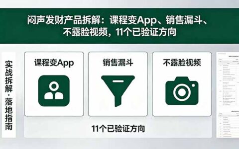 被动收入项目拆解：课程变App、销售漏斗、不露脸视频，11个实测策略