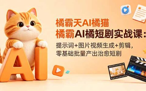 橘霸天AI橘猫短剧实战课：提示词+图片视频生成+剪辑，零基础高效制作治愈短剧