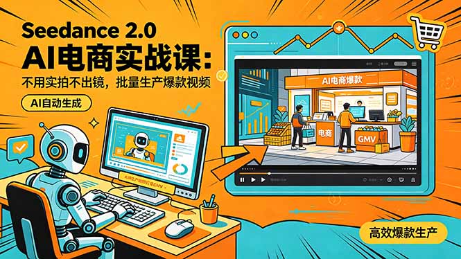 Seedance 2.0 AI电商实战课：免实拍免出镜，批量生产爆款视频高效变现策略