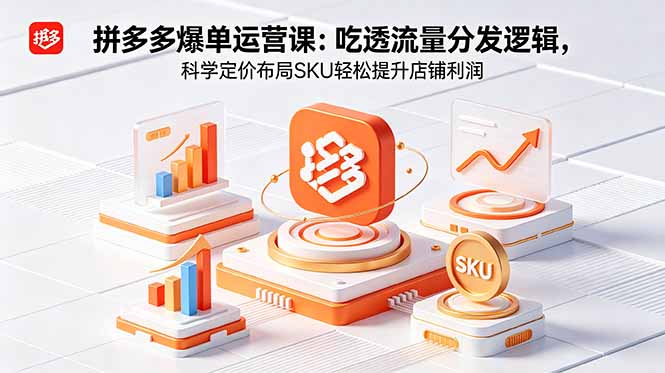 拼多多爆单运营实战课：流量分发逻辑+科学定价SKU布局，7天起量提升利润