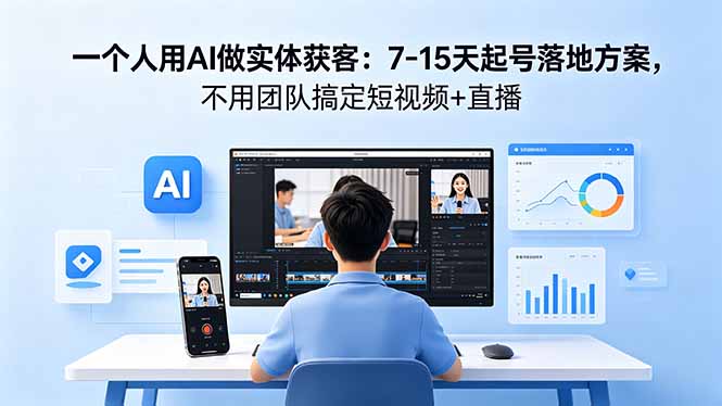 AI实体获客实战：7-15天单人起号策略，短视频与直播变现实操指南