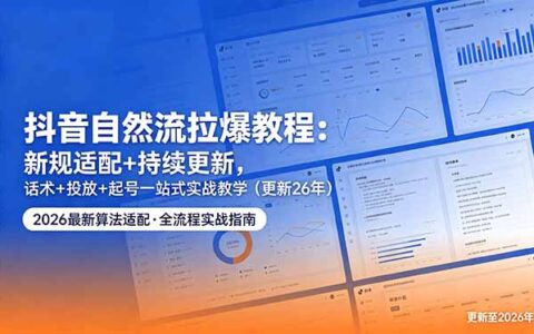 抖音自然流增长策略：新规适配+持续更新，话术+投放+起号一站式实战指南（更新26年5月11）
