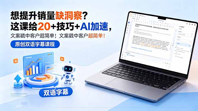 想提升销量缺洞察？这门实战课程提供20+文案技巧与AI辅助，实测提升客户转化率【原创双语字幕】