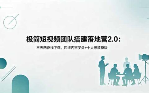 极简短视频团队搭建落地营2.0：四维内容罗盘+十大爆款模版，三天两夜线下实操课