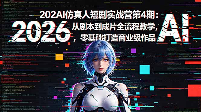 2026AI仿真人短剧实战营第4期：Seedance等工具全流程教学，零基础打造商业级作品