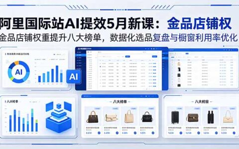 阿里国际站AI策略5月课程：金品店铺权重提升方法、数据化选品复盘与橱窗利用率优化